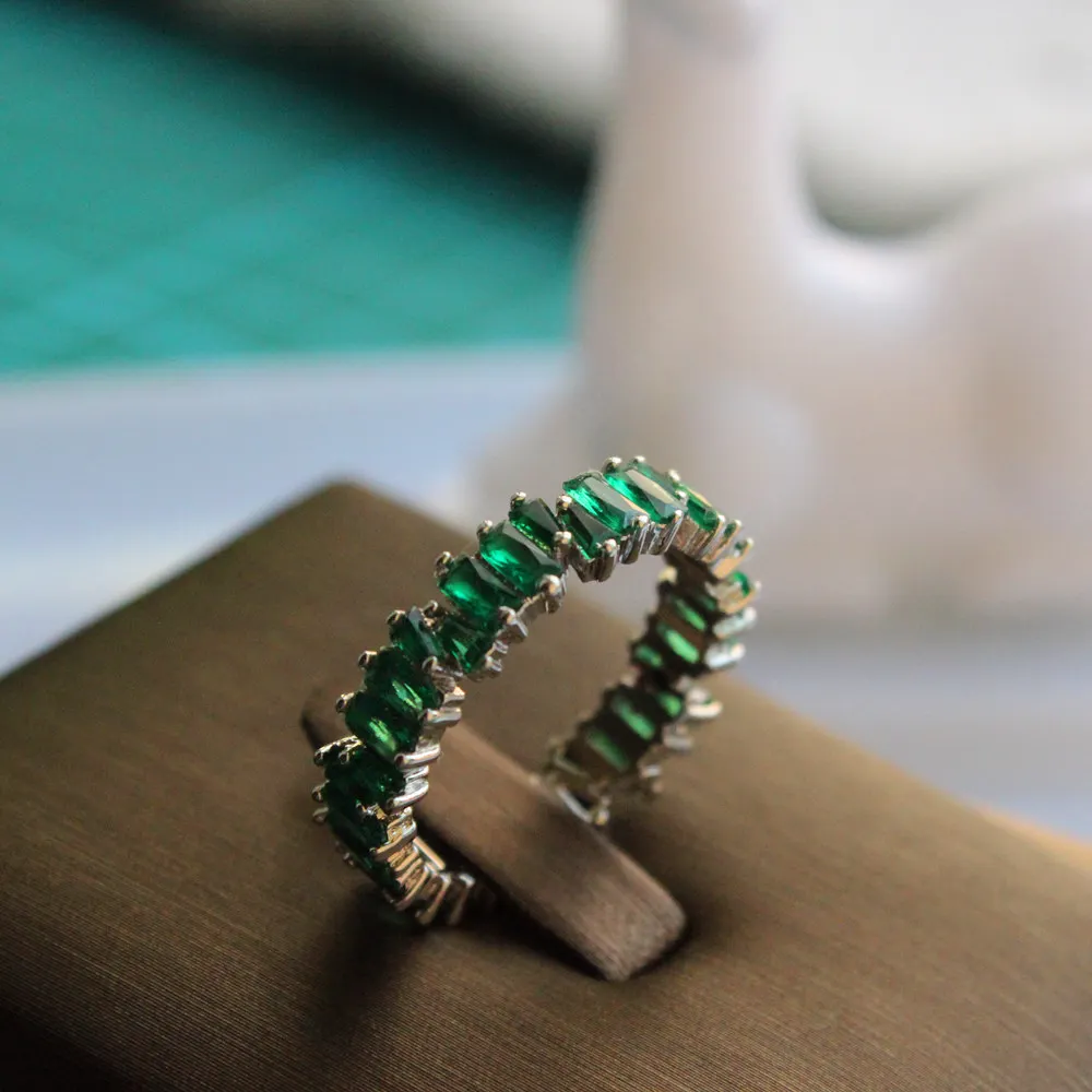 Т-образные тонкие обручальные кольца ручной работы с радужным трапециевидным камнем, модные аксессуары для пальцев, обручальное кольцо для женщин - Цвет основного камня: J10