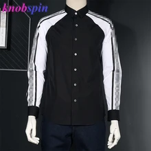 Брендовая мужская рубашка в стиле пэчворк с длинным рукавом, приталенная рубашка, мужская повседневная хлопковая рубашка против морщин, мужские рубашки больших размеров, Camisas masculina