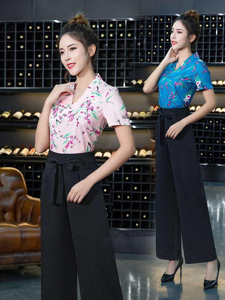China style hotel Spa sauna massage workwear uniforms medical beauty uniform beauty salon clothes Seven-point sleeve suit