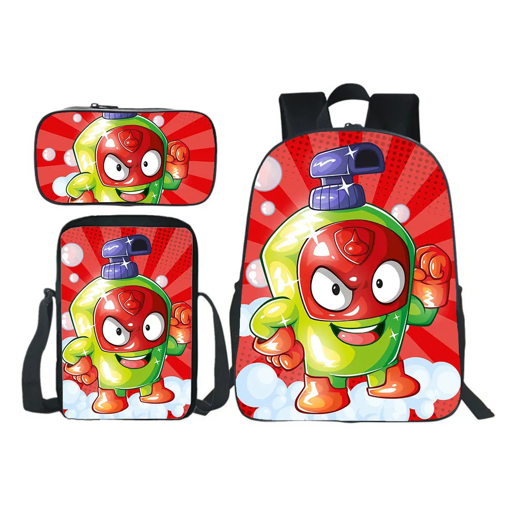 Super Things Backpack 3pcs Set(backpack+shouder Bag+pen Bag) Boy Girl School Bag Teens Bookbag Rucksack Gift NEW