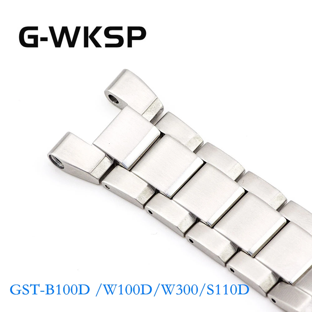 GST Silver Strap GST-B100D/W100D/W300/S110D металлический ремешок из нержавеющей стали 316L аксессуары для часов - Цвет ремешка: GST Silver Strap
