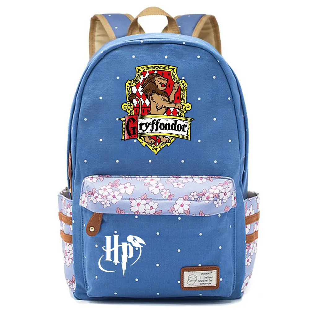 F0304 магический Хогвартс, школьный рюкзак с принтом логотипа, детский школьный рюкзак для девочек, женский рюкзак, Подростковый холщовый женский рюкзак - Цвет: F03-21