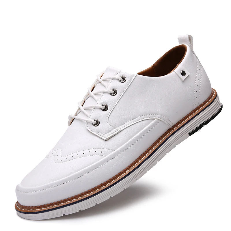 Мужские кожаные туфли на шнуровке черные повседневные в британском стиле