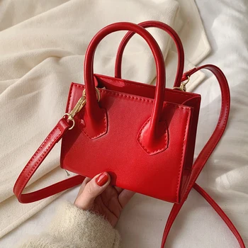 

Solid color Mini Square Tote bag 2020 Fashion New High quality PU Leather Women's Designer Handbag Lovely Shoulder Messenger Bag