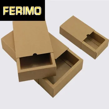 

10pcs/lot Free Shipping Kraft Paper Box Drawer Gift Packaging box brown Craft Cardboard Boxes for Candy Soap