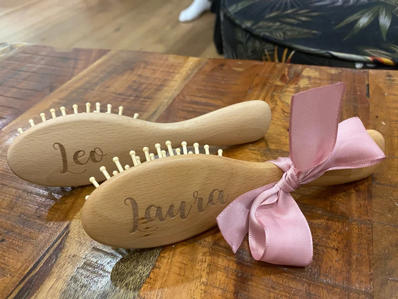 Personalized Wooden Baby Hair Brush for Newborn Natural Soft Goat Bristle Baby Shower Gift Best Gift for Registry