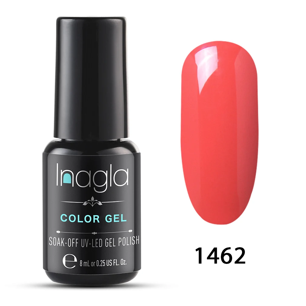 Inagla чистый цвет УФ-гель для ногтей 8 мл чистый цвет для ногтей базовое верхнее покрытие впитывающийся Гель-лак для ногтей маникюрный лак - Цвет: 1462