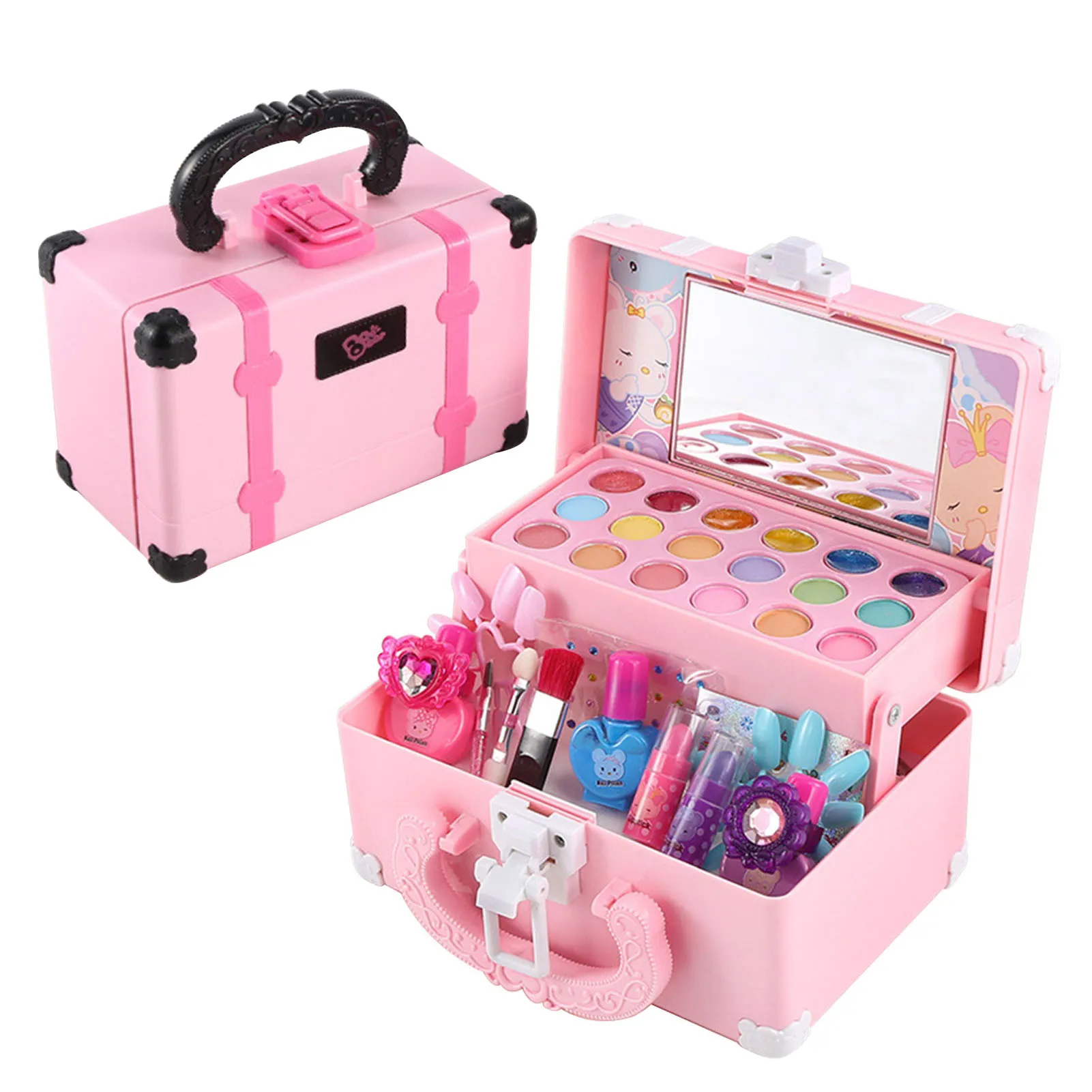 STAHAD 1 Conjunto Bolsa De Maquiagem De Simulação Brinquedos Cosméticos  Para Meninas Conjunto De Atividades Do Salão De Vaidade Jogo De Maquiagem