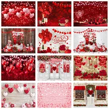 

Mocsicka Valentine's Day Backdrop Red Glitter Rose Love Heart Balloon Wedding Photography Background Photophone for Photo Studio