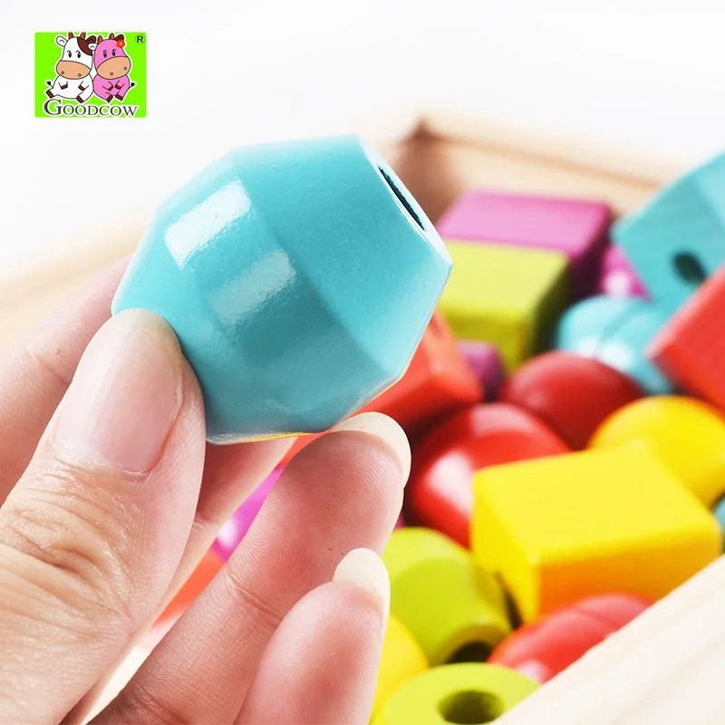 

Others Infants Teaching Aids Children'S Educational Early Childhood Shape Building Blocks Wearing Rope Toy Baby Early Childhood