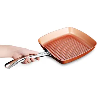

Stripes Flat Bottom Aluminum Alloy Non-stick Square Frying Pan Fried Steak Pot Induction Cooker Cooking Pan for Kitchen