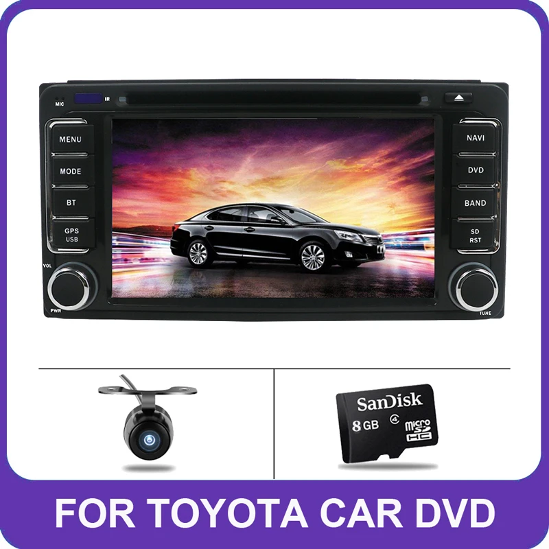 2 Din Car DVD Radio GPS HD For Toyota Hilux VIOS Old Camry Corolla Prado RAV4 Prado 2003 2004 2005 2006 2007 2008 BT+free camera