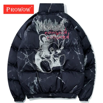 

men winter coat 2020 Hip Hop Zipper Pockets Thick Jackets Coat Men Fashion Casual texture printing streetwear jacket tops