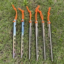

Voyage Tie Camping Titanium Pegs Use For Outdoor Survival Sleep V-type Tent Stakes Portable Tent Titanium Nail To Fix The Tent