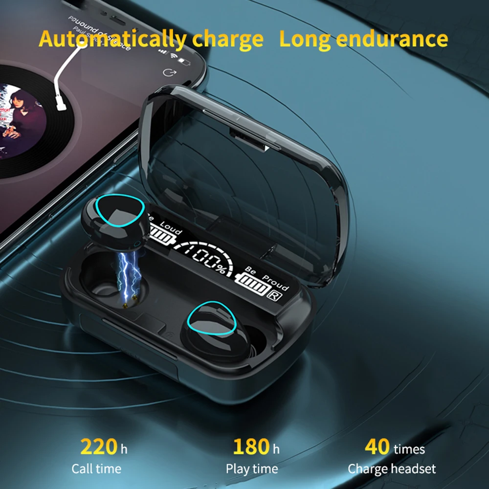TWS Wireless Earphone Bluetooth 5 1 Headphone HIFI Stereo Earbuds Sport Headset 2000mAh Charging Box
