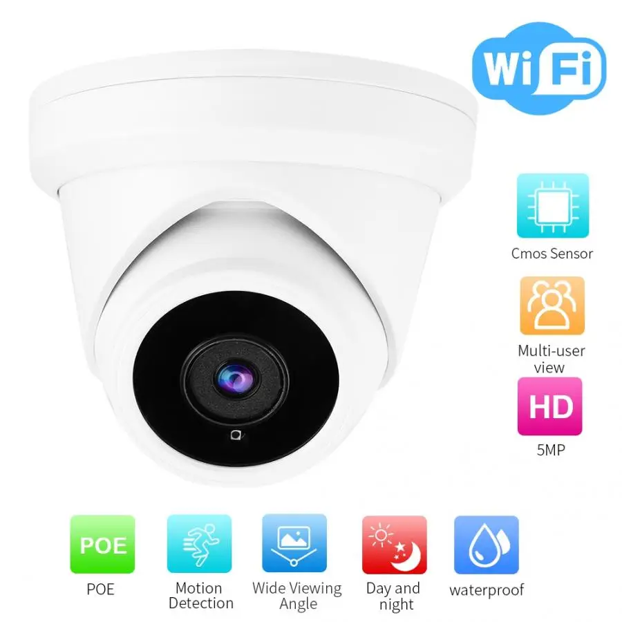 5MP POE IP купольная камера безопасности Аудио Микрофон Крытый Открытый CCTV для камеры видеонаблюдения