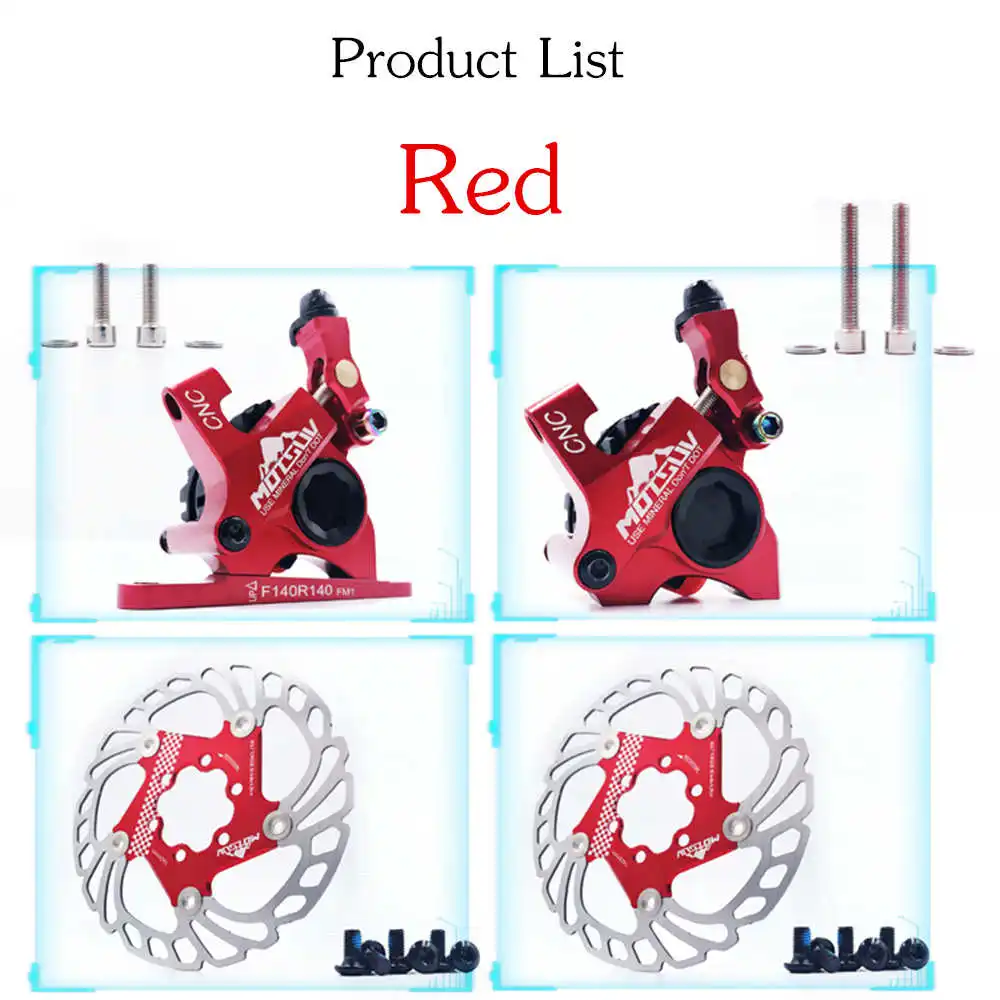 MOTSUV 140 мм плавающие тормозные роторы CNC сплавной дорожный велосипед масляный диск Тормозной суппорт линия Тяговая гидравлический велосипед с дисковым тормозом запчасти - Цвет: Red
