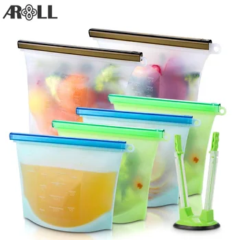 

Kitchen Reusable Silicone Bag Food Storage Bags BPA Free Food Preservation Bags Seal Freeze Fridge Food Storage Savers Bags