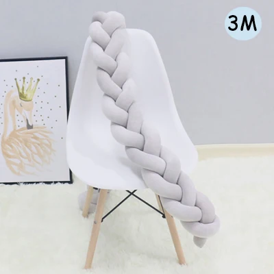 3M Gray 1 м/2 м/3M коса узел кровать бампер в кроватке Детские Рождественские кроватки украшения завязанный забор длинная детская кроватка для детской комнаты декор - Цвет: 3M Gray