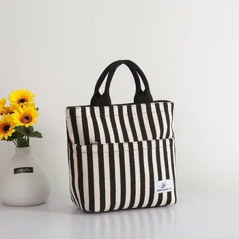 

Brand Striped Canvas Bag Women's Handheld Women's 2020 New Canvas Handbag Fashion Small Bag Art Canvas Bag