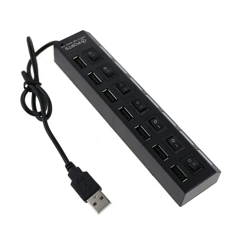 Горячие Новые 7-портовый коммутатор USB 2,0 сетевые концентраторы и безприводная Удобная практичная сумка-мешок с светодиодный свет