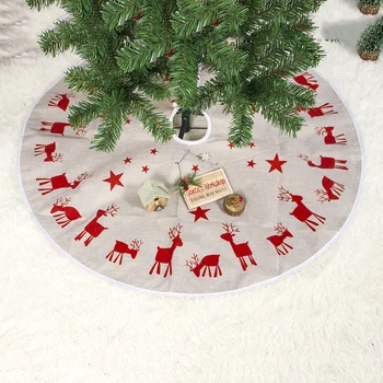 

Faroot Christmas decoration Elk Printed Christmas Skirt Fabric Carpet Merry Christmas Decoration for Home Natal Tree Skirts