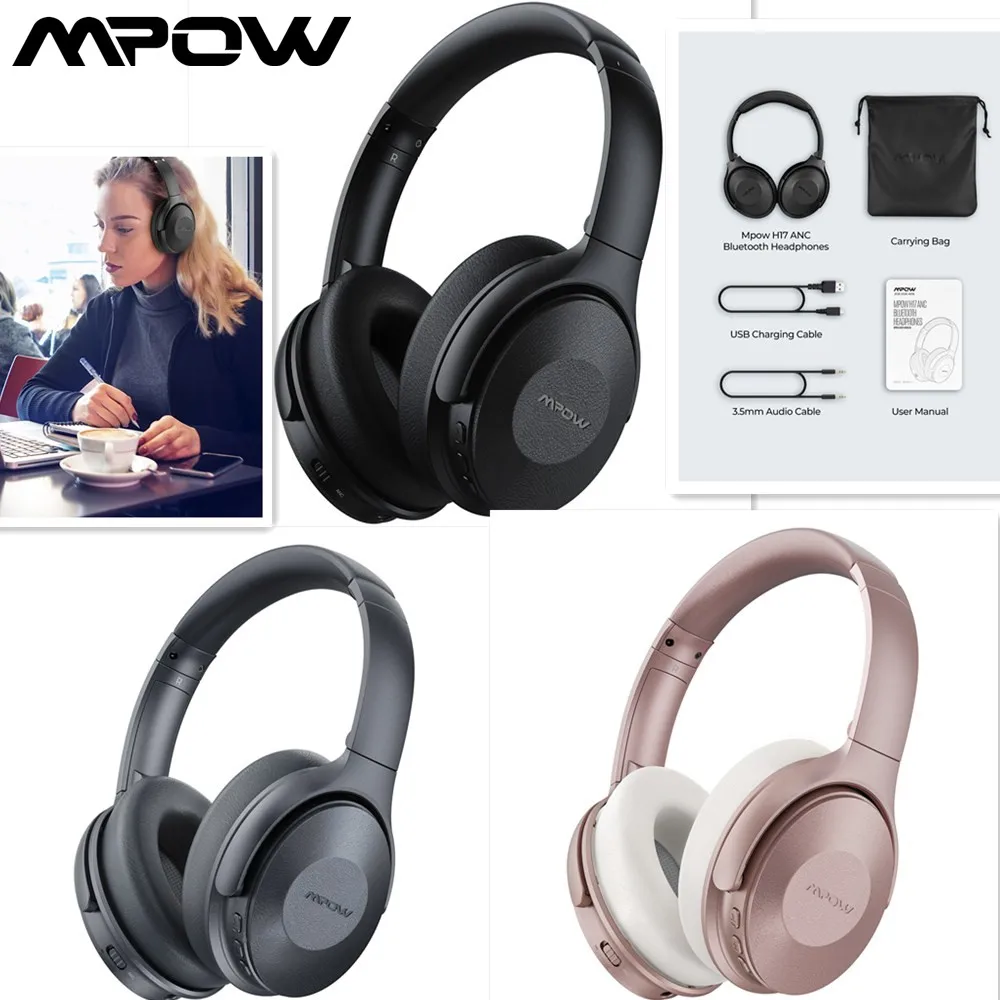 MPOW H17 Bluetooth 4.1/3.5mm Cable Headphone With Mic Over Ear Hifi Stereo Sounds Music Headset 30 Hours Study Gaming Earphone