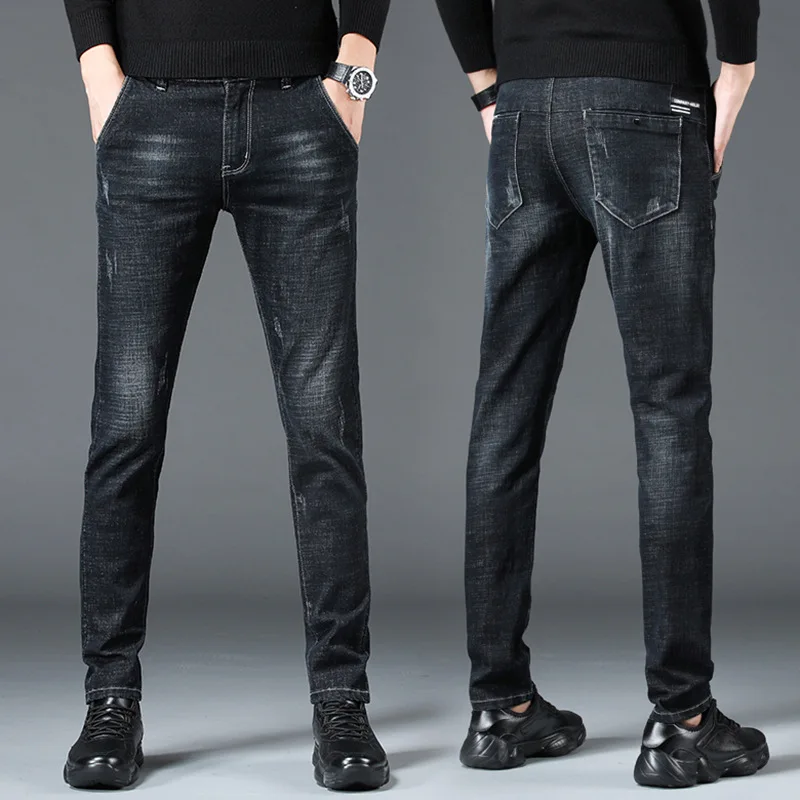 Мужские джинсовые брюки MOOWNUC осень классические мужские s джинсы обтягивающие джинсовые уличные джинсы для мужчин тонкие Дизайнерские повседневные Прямые - Цвет: As Picture