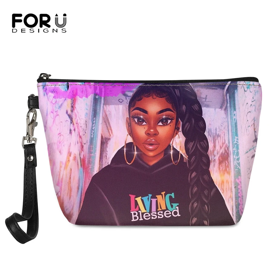 

FORUDESIGNS Black Women Art African Girls Printing Function Wash Kit Bag Ladies Toiletries Pouch Females Cosmetic Cases Bolsa