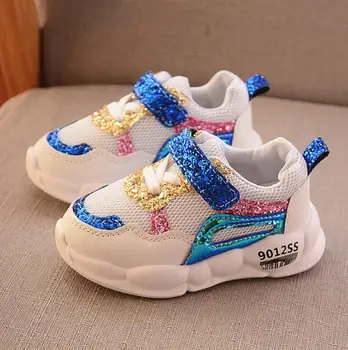 

2019 Toddler Mesh Casual Sneakers Children Glitter Sport Shoes Baby Boy Sequin Shoes Girl Brand Trainer