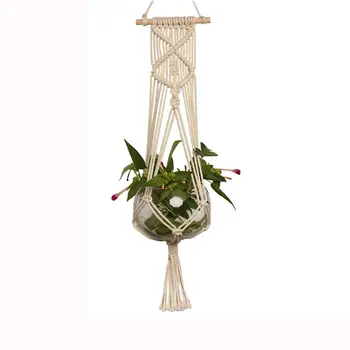 

Large-sized Plant Hanger Basket Handmade Rope Pots Holder Fine Hemp Rope Net Flower Pot Plant Lanyard Home Garden Decoration