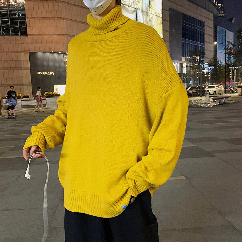 

2019 Winter Men's Solid 5 Color Knitting Male Thickening Woolen Sweaters In Warm Coats Cashmere Pullover Turtleneck Size M-3XL