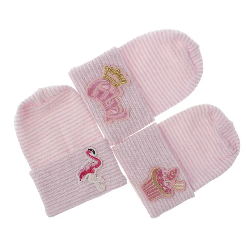 Baby Hat Knit Crochet Embroidery Patch Cap For Newborn Winter