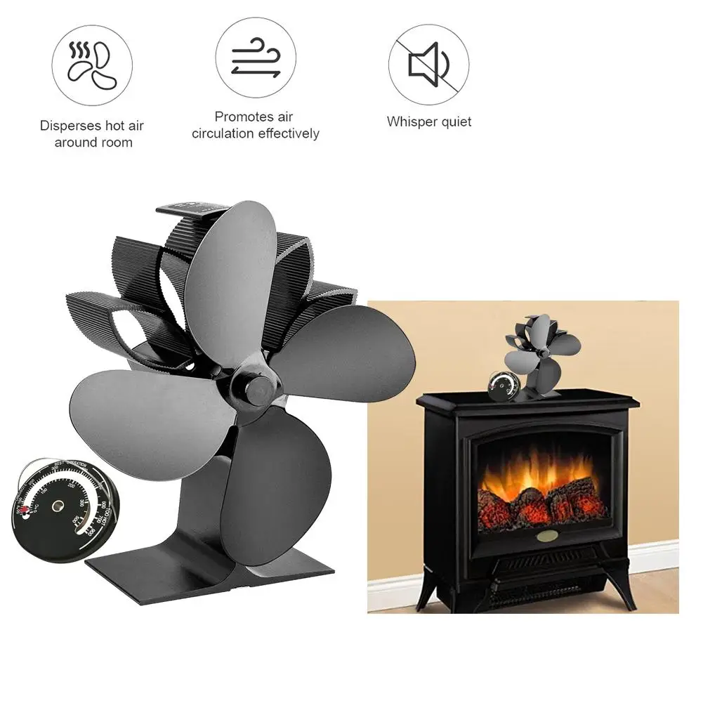 

Heat Powered Stove Fan with Warm Air for Wood Log Burner and Fireplace