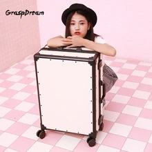 Модный розовый/белый/черный багаж на колесиках, алюминиевая рама 20/24 дюймов, устойчивый к царапинам чемодан, Спиннер для переноски ПК, дорожный Багаж