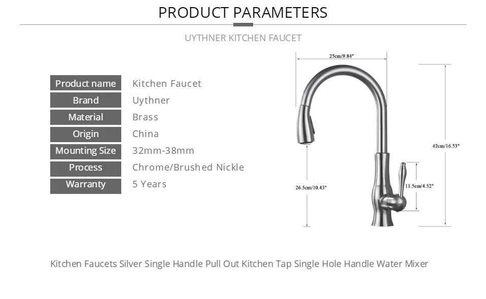 Uythner Gold Polish Swivel Spout Kitchen Sink Faucet Pull Down Sprayer Fashion Design Bathroom Kitchen Hot&Cold Water Mixer Tap