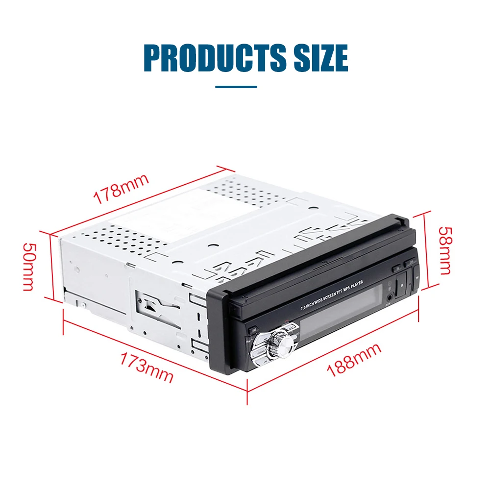 Прочный автомобильный MP5 7 дюймов FM/USB/AUX Bluetooth выдвижной экран универсальный 1DIN MP5 плеер