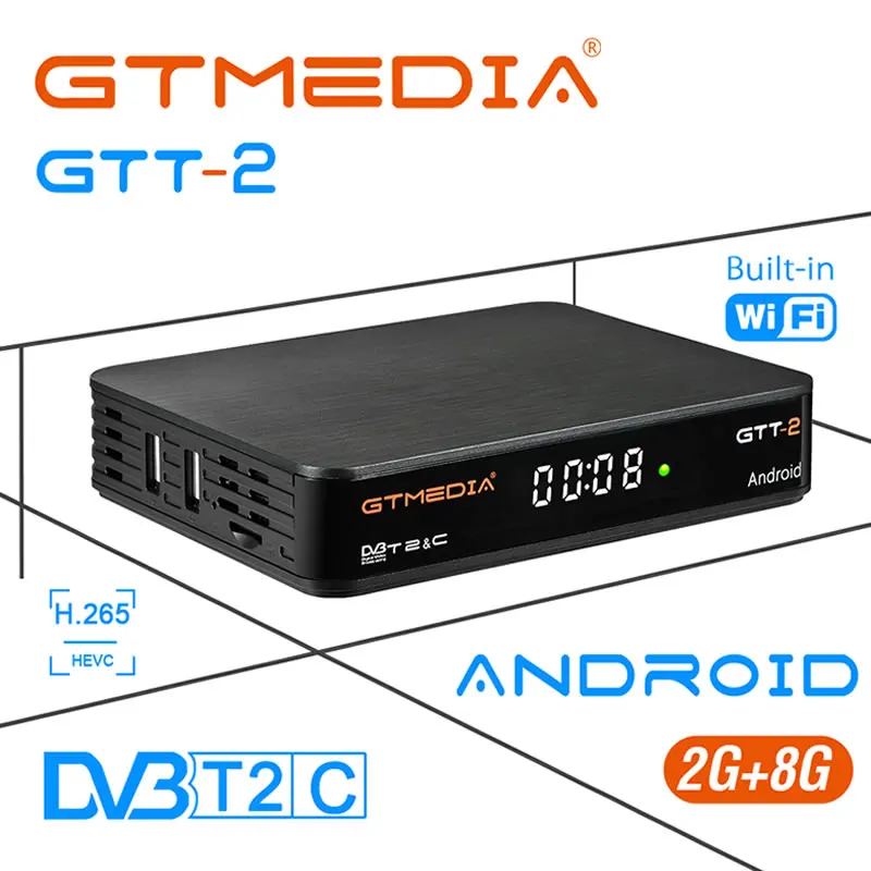 GTmedia GTT-2 GTMEDIA GTT2 Android box DVB-T2/Cable(J83.A/C)/ATSC-C/ISDBT 2GB 8GB 4K H.265 WiFi Sep top TV Box | Электроника