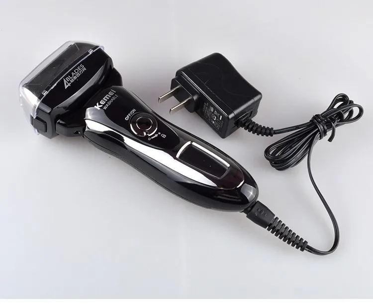 Kemei KM-5568 2017 Fashion Magnetic Levitation Razor with LCD Display Four Blade Reciprocating waterproof men's shaver Wholesale