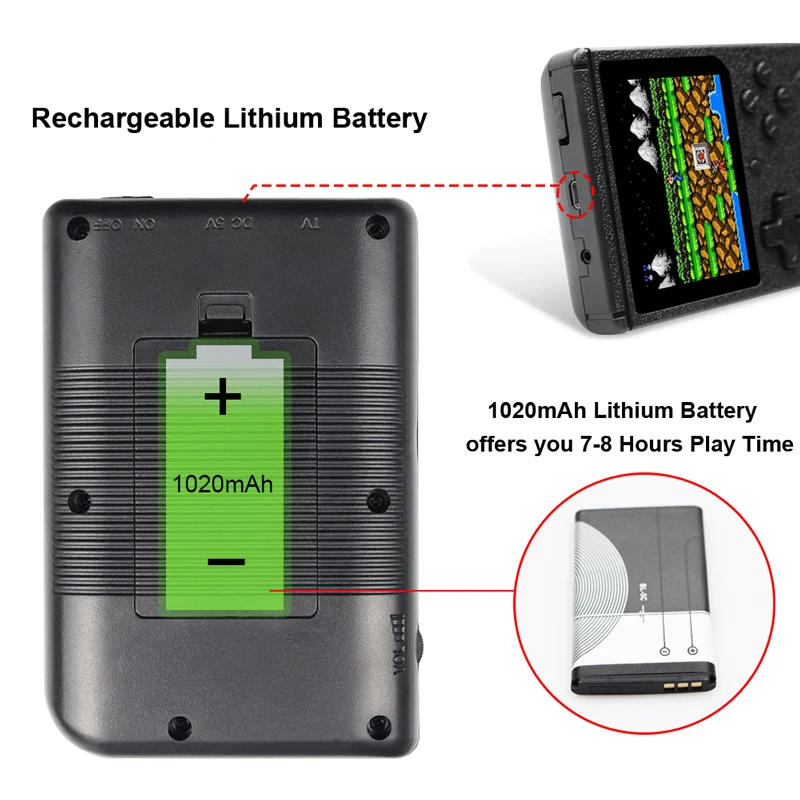 Retro Portable Mini Handheld Game Console 1020mAh Battery 3.0 Inch Color LCD Kids Color Game Player Built-in 400 games Retro Portable Mini Handheld Game Console 1020mAh Battery 3.0 Inch Color LCD Kids Color Game Player Built-in 400 games