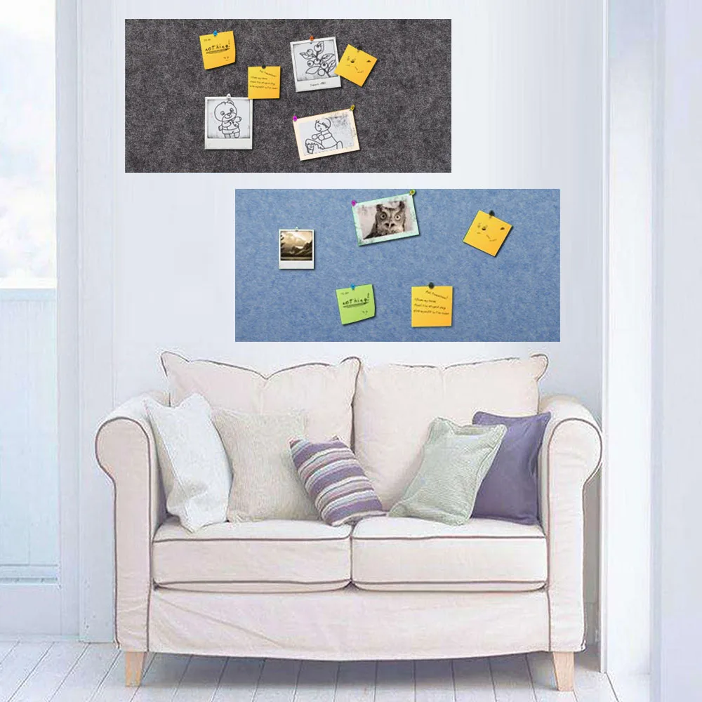 

4PCS 30x45cm Self-adhesive Felt Wall Bulletin Memo Photos Letter Message Display Board for Home Office Decor Dark Gray + Blue