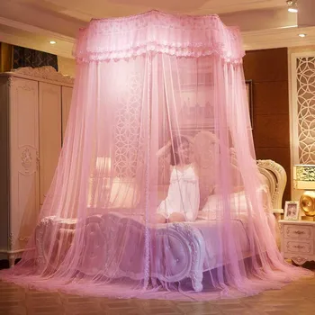 

Round bed curtain Mosquito Net Polyester Mesh Easy to Install Home bed Mosquito Curtain Hung Dome Princess bed curtain Tent Q