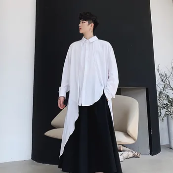 

EWQ / 2020 New Design Men's Clothes Cloak Style Niche Personality Long Sleeve Irregular Long Shirt For Male & Female 19H-a54