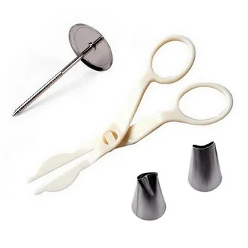 

4pcs Set Fondant Cake Decorating Cake Flower Stand Icing Piping Nozzle Scissors For Cream Flower Transfer Stainless steel new