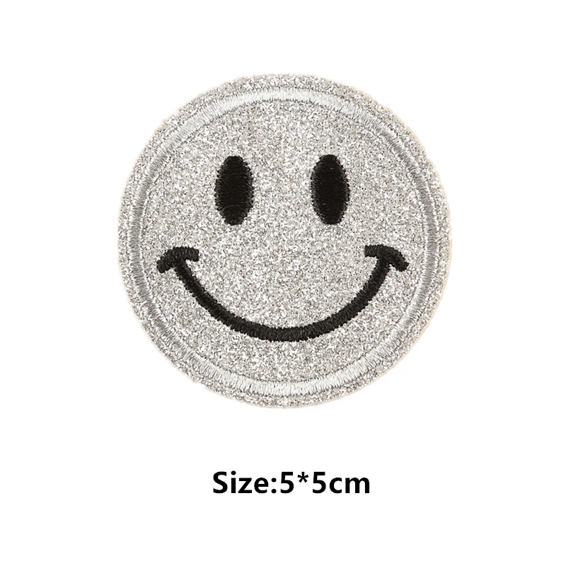 1Pcs Round Expression Smiley Face Patch Clothes Iron on Embroidered Sew Applique Cute Fabric Badge Garment Apparel Accessories 