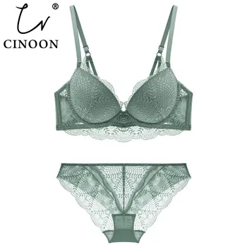 

CINOON New Women's underwear Set Lace Sexy Push-up Bra And Panty Sets Comfortable Brassiere Adjustable Gathered Lingerie