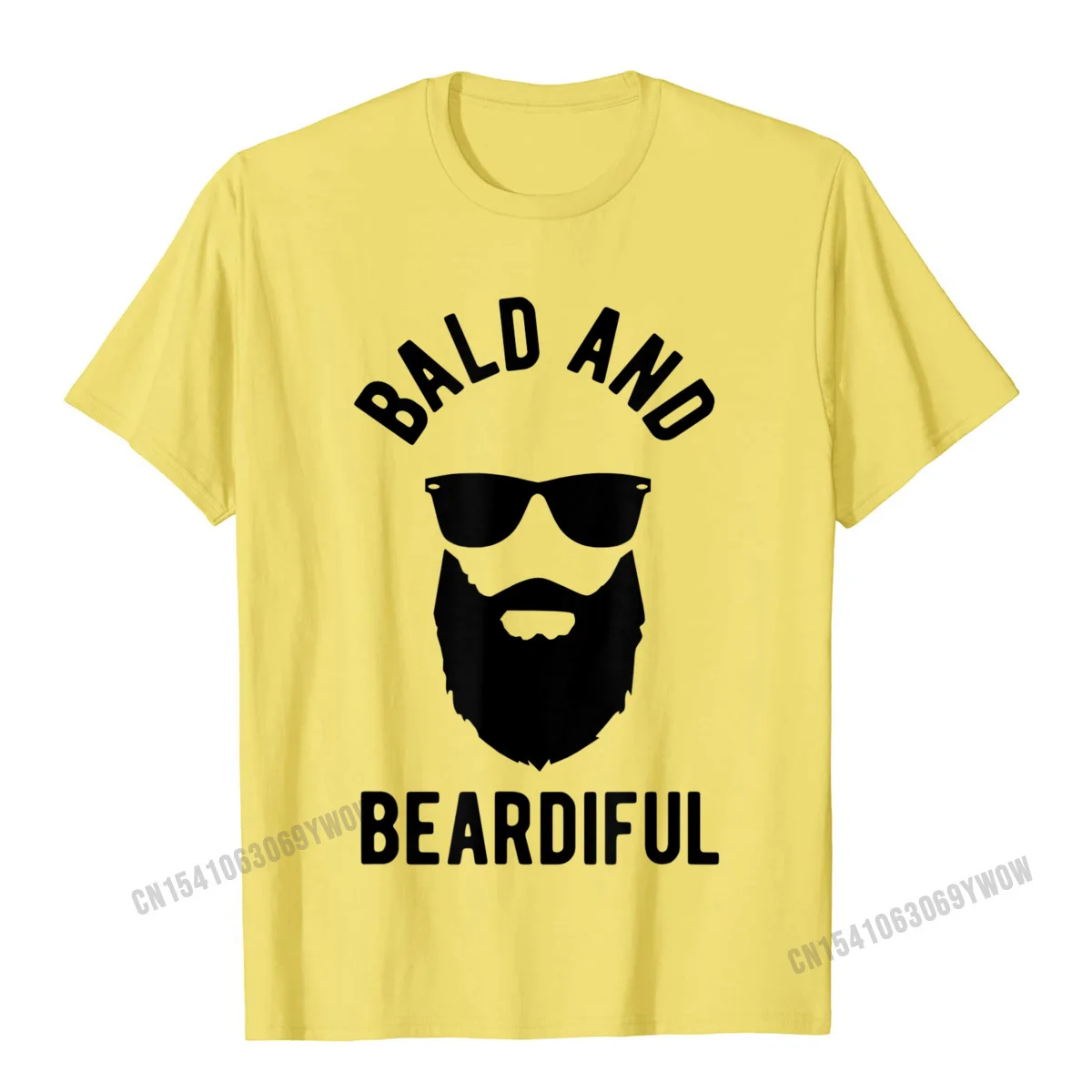 Mens Bald and Beardiful T-Shirt__196 100% Cotton Tshirts for Men Tops Shirts Discount Summer Round Collar Tops & Tees Custom Mens Bald and Beardiful T-Shirt__196 yellow