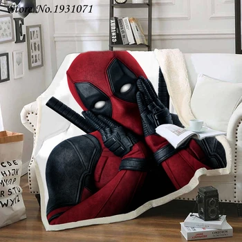 

NEW Deadpool 3D Printed Fleece Blanket for Beds Thick Quilt Fashion Bedspread Sherpa Throw Blanket Adults Kids 06