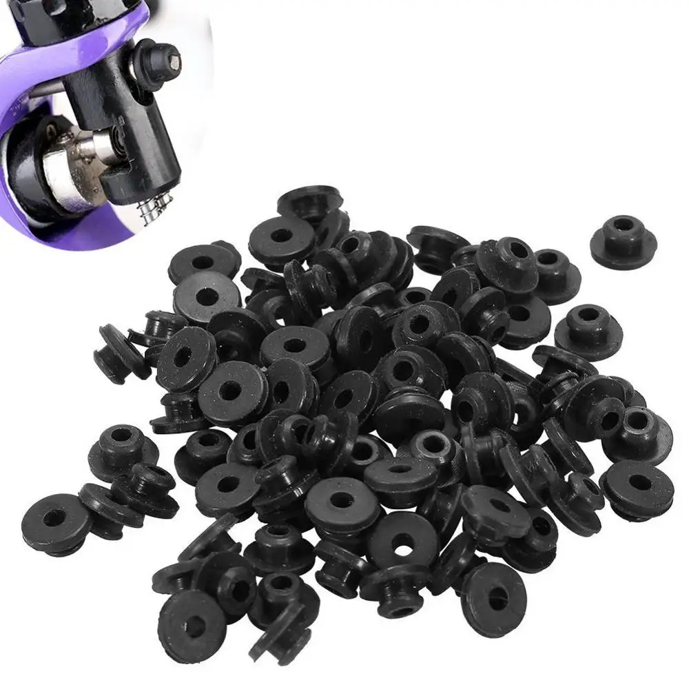 Free Shipping 100Pcs Tattoo Needle Rubber Grommets Nipples Black "T