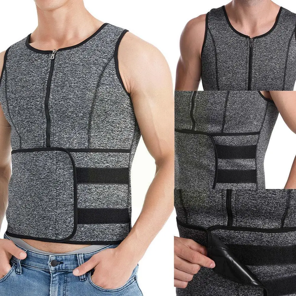1Pcs Men's Neoprene Slimming Corset Sipper Sauna Leotard Tank Top Waist Correction Trainer Body Shaper Belt Burn Fat Vest Tops